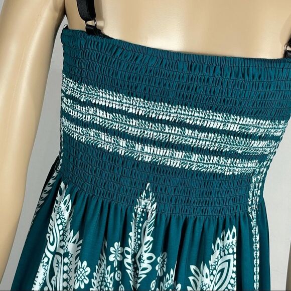 Bohemian Style Green and White Patterned Sundress - Picture 10 of 11